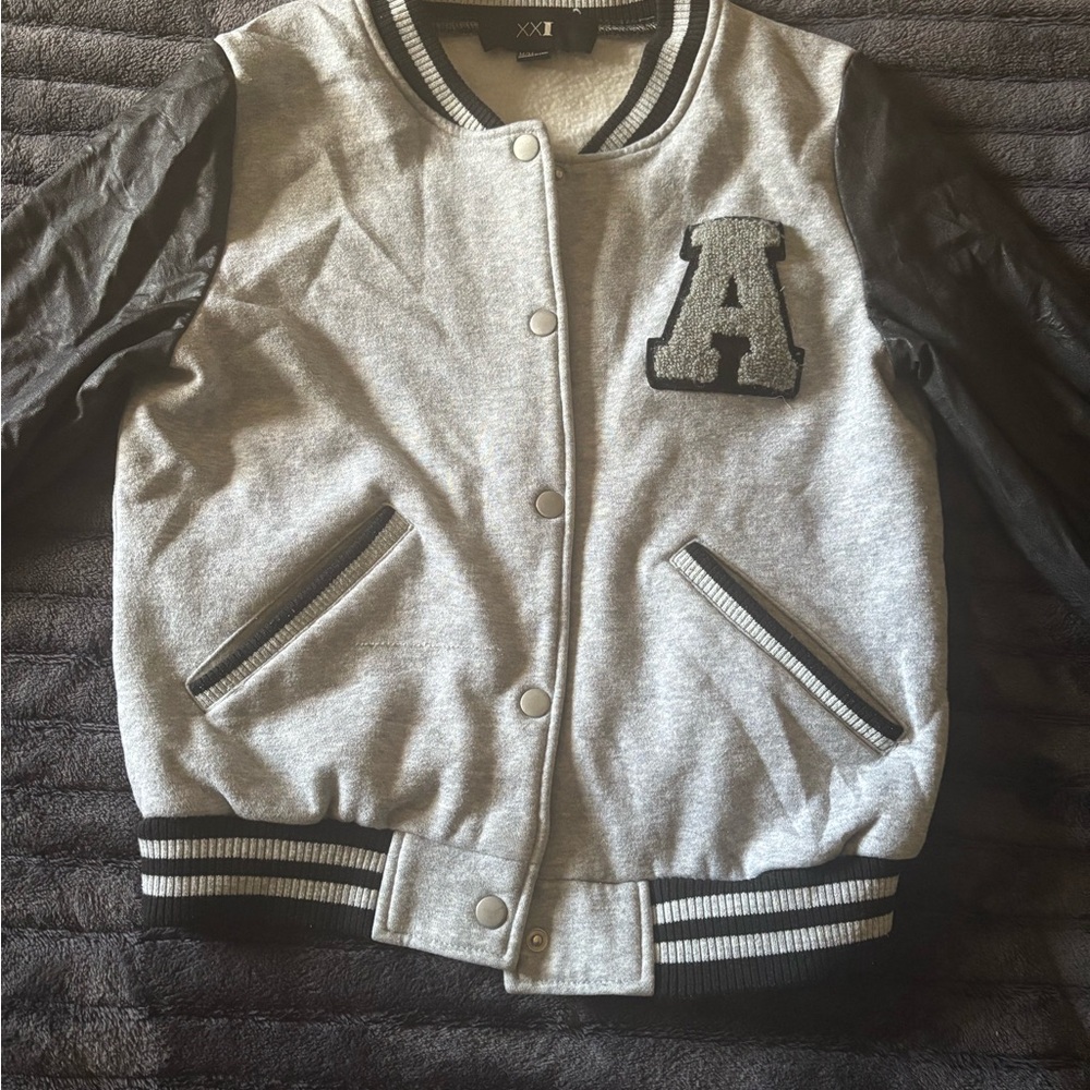Forever 21 Gray and Black Varsity Jacket